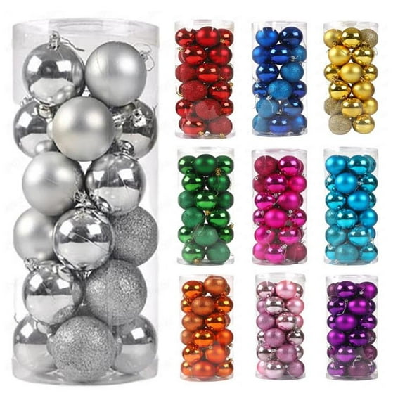 RBCKVXZ Silver 1.18"/3cm Christmas Balls Christmas Tree Decorations Ornaments Shatterproof Hanging Balls for Holiday Birthday Wedding Party Christmas Decorations Ornaments Set of 24pcs