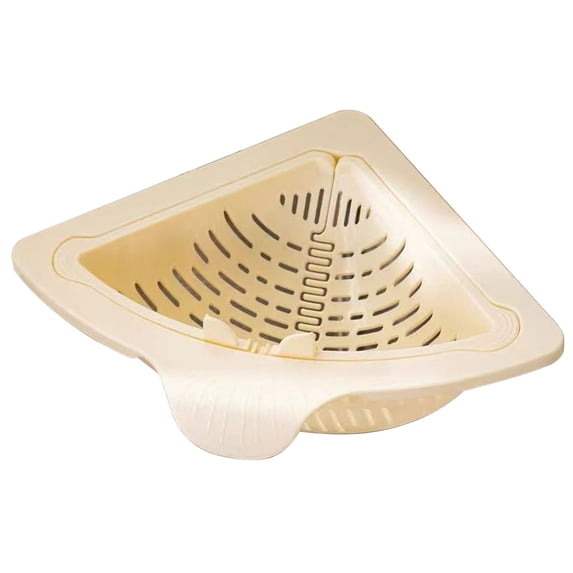 RBCKVXZ Sink Strainer Basket, 2025 Upgraded Sink Corner Rack, Triangular Sink Drainer Basket, Automatic Dumping Corner Sink Trash Catcher for Kitchen Bathroom (Beige)