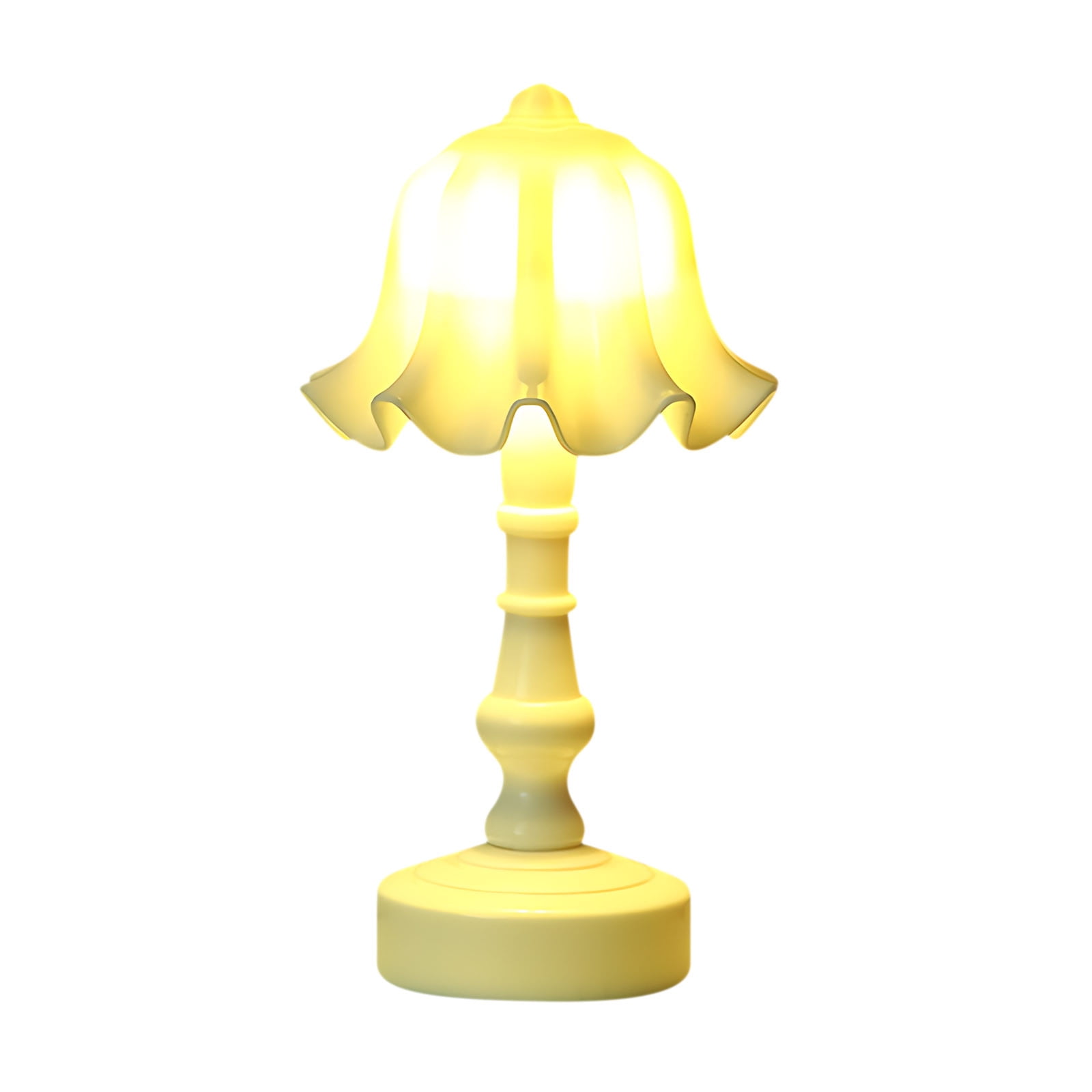 RBCKVXZ Small Cordless Bedside Lamp, 5.5 Inch Retro Reading Lamps, Portable Battery Powered Night Light for Nightstand/Bedroom/Living Room, Decor Gift (Yellow)