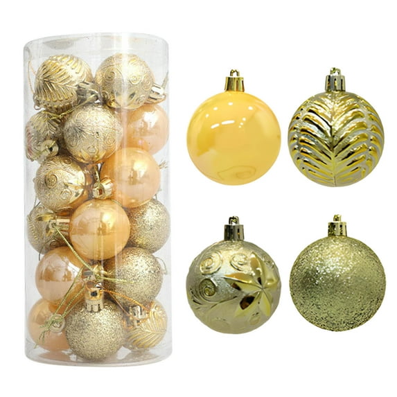 RBCKVXZ Small Size 24ct Christmas Ball Ornaments (1.5"/38mm), Shatterproof Plastic Christmas Bulbs, Hanging Decorations for Xmas Tree, Holiday, Wedding, Party