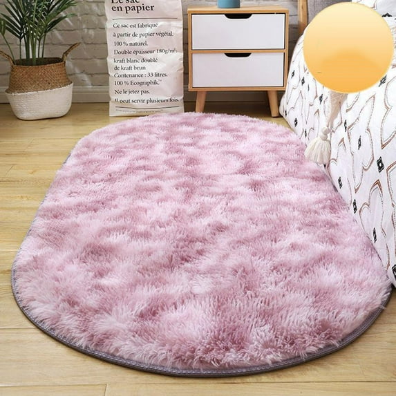 RBCKVXZ Soft Fluffy Bedroom Rugs, 31.5x47.2in Oval Purple Fluffy Rugs for Bedroom,Small Throw Rugs, Kids Room Carpet Modern Shaggy Area Rugs Home Decor