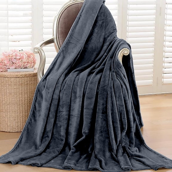 RBCKVXZ Solid Color Fleece Blankets for All Season, Lightweight Non-Static Throw for Bed Extra Soft Brush Fabric Warm Sofa Thermal Blanket 27" x 39"(Dark Gray)