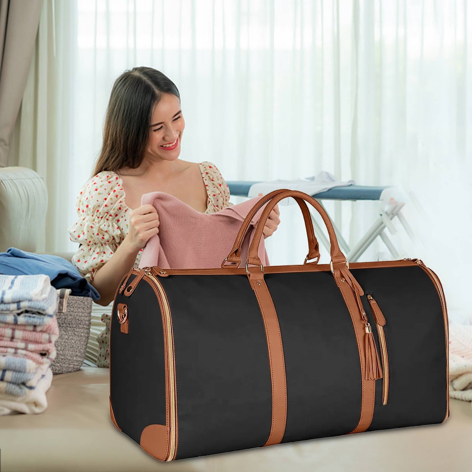 RBCKVXZ Storage Garment Tote Bag Large Leather Duffle Bag for Women Garment Bags for Travel With Shoe Pouch 2 In 1 Hanging Suitcase Travel Bags Home