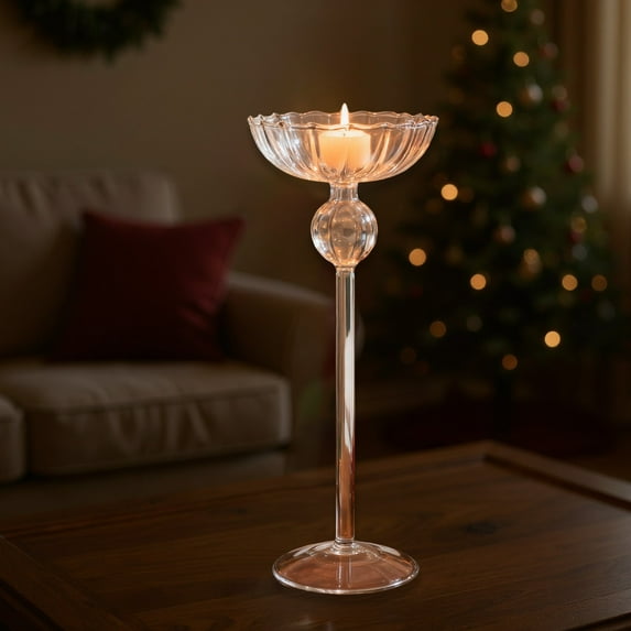 RBCKVXZ Tall Glass Candle Holders Striped Candelabra Cup For Romantic Candlelight Dinner Wedding Or Home Decor Multiple Heights Available