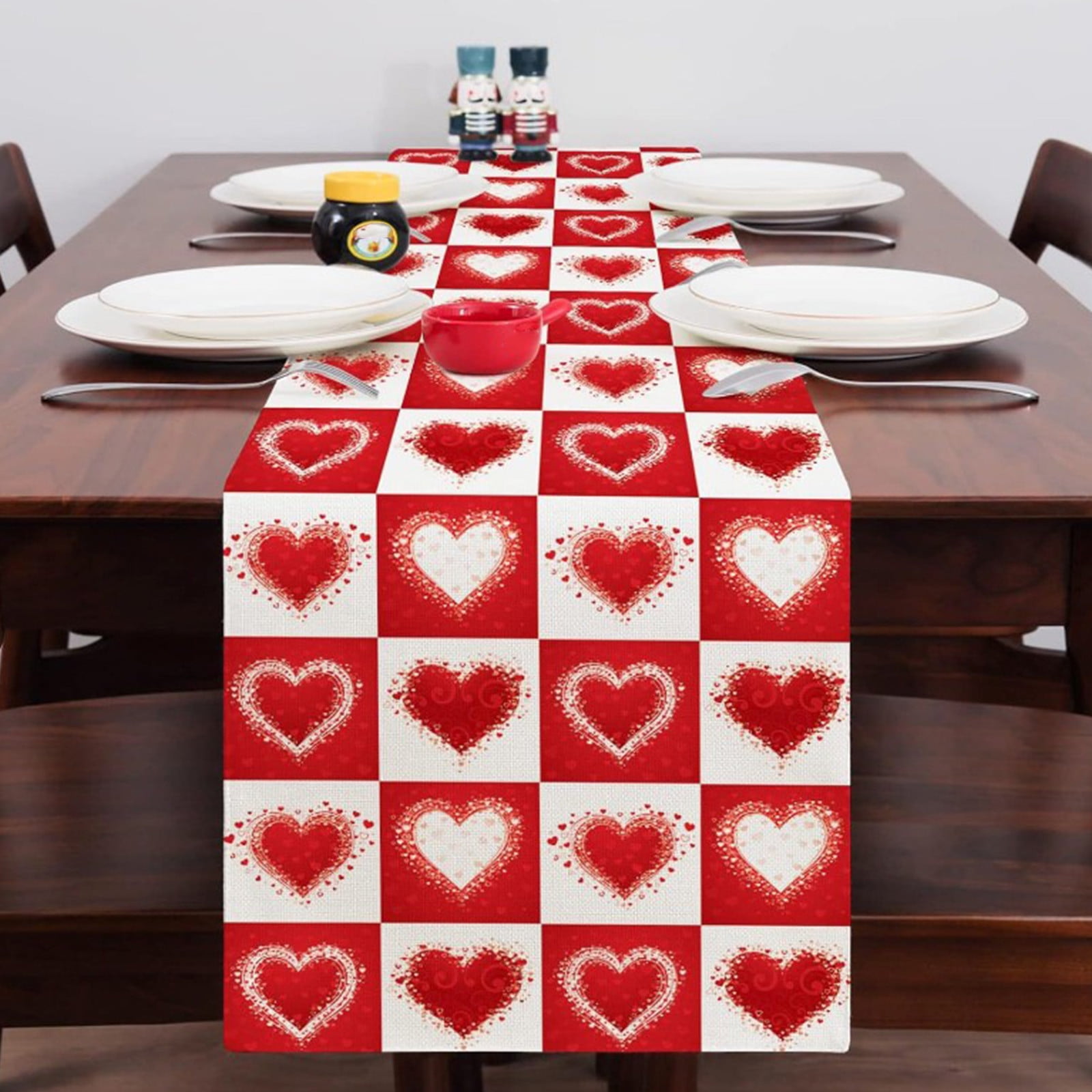 RBCKVXZ Valentines Day Table Runner 13x72 Inches Love Heart Red Table ...