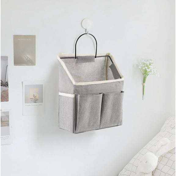 RBCKVXZ Wall Hanging Bag Organizer Basket with Pockets for Bathroom Bedroom Kitchen Dorm Room Storage and Organization (Gray)
