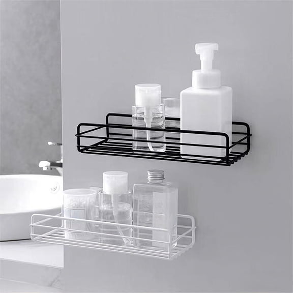 RBCKVXZ White Shower Caddy – Rectangular Metal Bathroom Organizer Shelf with Adhesive Mount – No-Drill, Waterproof, Wall-Mounted Storage Rack for Shampoo, Conditioner, Soap & More