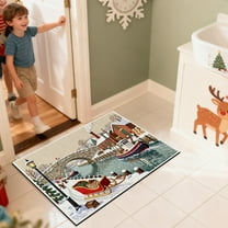 RBCKVXZ Winter Chirstmas Welcome-Doormat Outdoor-Entrance Front Door Mat, Seasonal Entryway-Rug Non-Slip Dirt-Trapping Indoor-Outside Porch Mat 16"x24" for Home Decor