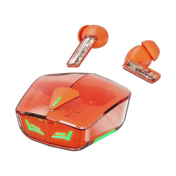 RBCKVXZ Wireless Bluetooth Earphones, Gaming Esports, Noise Reduction, High Sound Quality, Cool Breathing Lights, Transparent Compartment Earphones Birthday Gifts, Orange