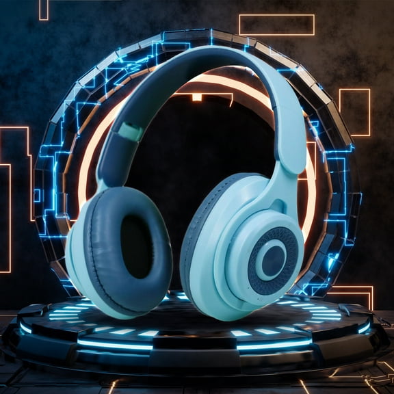 RBCKVXZ Wireless Over Ear Headphones, Foldable Lightweight Bluetooth 5.3 Headsets with Mic, 3 Modes, Noise Cancelling, Foam Earmuff, for Travel, Home Office, Game, Birthday Gift (Light blue)