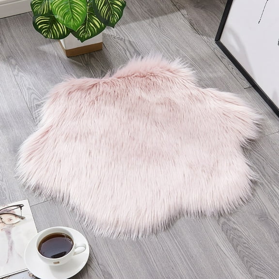 RBCKVXZ Wool Imitation Sheepskin Rugs, 23.6 Inch Soft Fluffy Area Rug for Bedroom, Plush Decorative Rug with Non-slip Backing, Indoor Home Carpet for Living Room, Pink