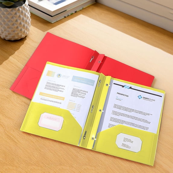 RBCKVXZ Yellow Plastic Folders With Pockets Heavy Duty Pocket Folders Letter Size File Folders For Documents Office School