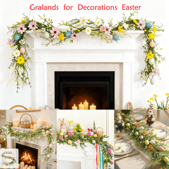 RBCKVXZ 5.9 Ft Artificial Easter Eggs Garland Hanging Spring Garland for Mantle, Rustic Pastel Long Easter Garland String for Holiday Parties Home Decor