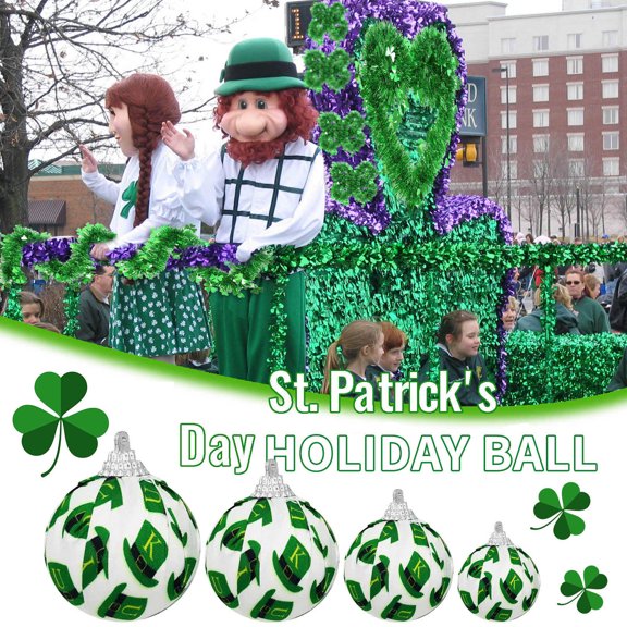 RBCKVZ St. Patrick's Day Ball Ornaments - 1.57" Green Hat Fabric Wrapped Balls, Plastic Shatterproof Decorative Hanging Pendant for Tree Home Office Bedroom Party St. Patrick' Day Holiday Decorations