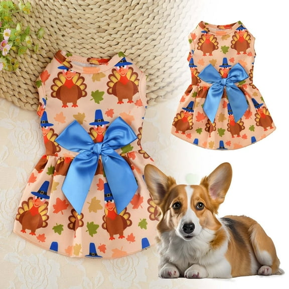 RBEK Pet Dress Round Collar Six Color Skirt Thanksgiving Dog Dress Dress Lady Skirt
