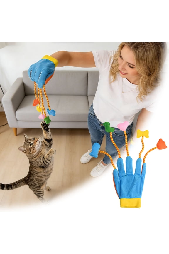 Cat Interactive Glove For Pets Toy, Movement Binding Care Handling Gloves Bite Proof Double Leather Reinforced Padding Dog,Cat Scratch