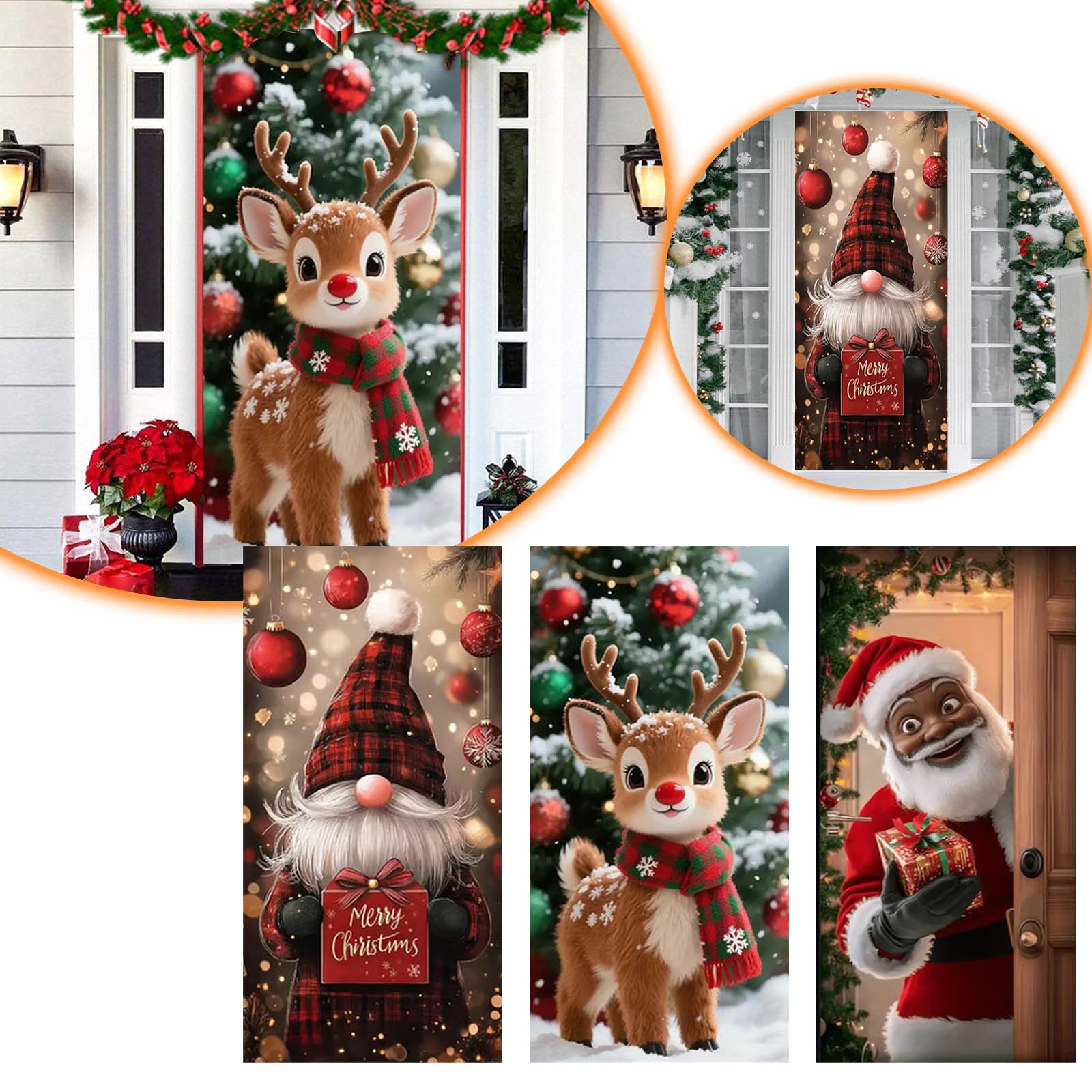 RBER Christmas Decorations Festive Holiday Door Curtain For Seasonal ...