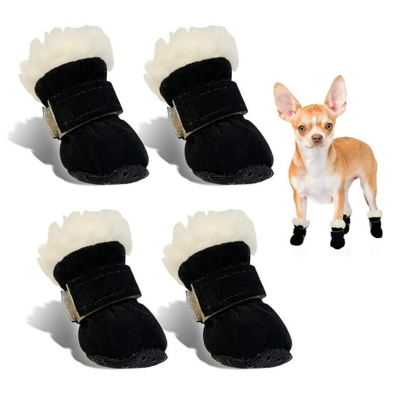 RBER Dog Shoes Winter 4 Pieces Snow Boots Dogs Non Slip And Warm Suitable For Small And Medium Dogs For Outdoor Activities In Winter Washable