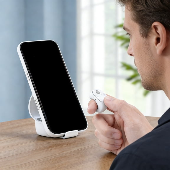RBER Fingertip Wireless Remote Control Mobile Phone Tablet Rechargeable Rolling Ring Page Flipping Device With Wireless Charging