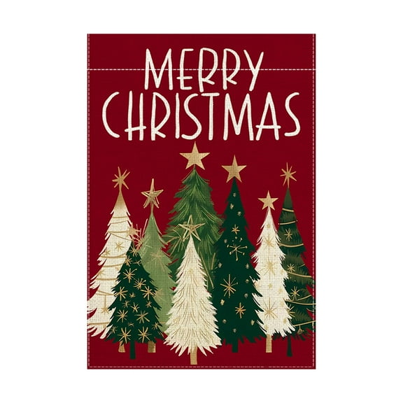 RBER Merry Christmas Garden Flag Vertical Double Xmas Trees Winter Outside Decorative Flags Holiday Farmhouse Outdoor Yard Decoration