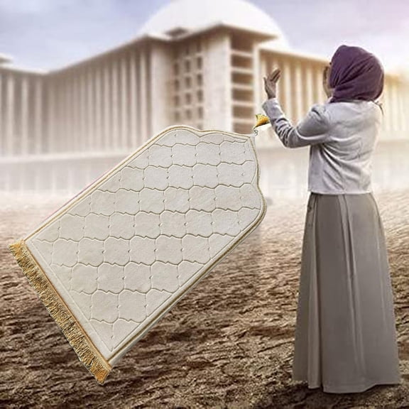 RBER Portable Prayer Rug: Thick Embossed Flannel Prayer Mat With Sponge Base For Indoor/Outdoor Use