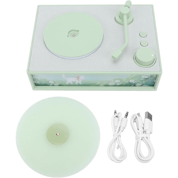 RBER Retro Designed To Resemble A Vinyl Record Player Portable Wireless With Aromatherapy Function And Night Light Classic Gramophone Style.(10ml)