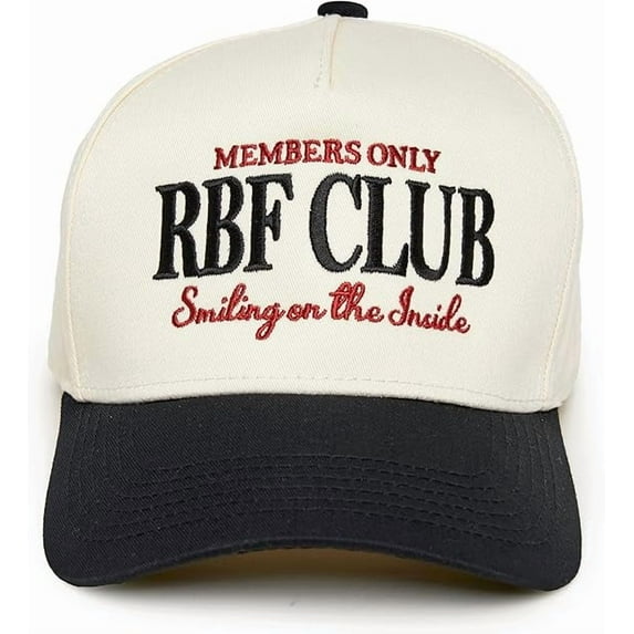 RBF Club Hat Members Only Embroidered Trucker Cap, Funny “Smiling on the Inside” Baseball Hat for Men Women, Sarcastic Gift, Resting Face Humor Accessory