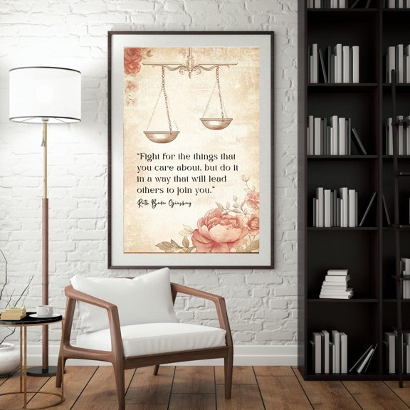 RBG Floral Quote Wall Art Print, Unframed Paper Poster 8x10in