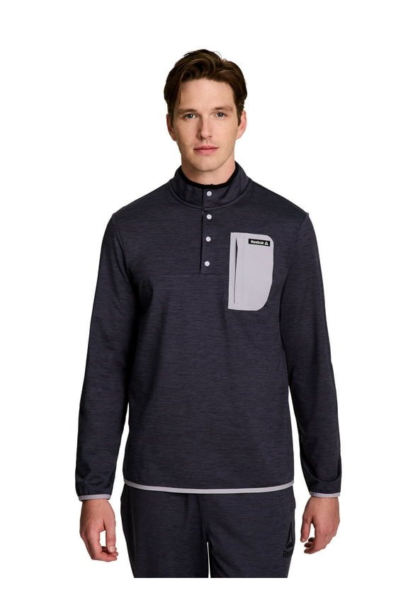 Men's and Big Men's Freedom Mock Neck Snap Pullover Sweatshirt, Sizes S-3XL