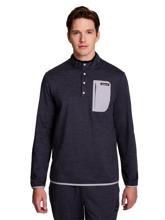 Men's and Big Men's Freedom Mock Neck Snap Pullover Sweatshirt, Sizes S-3XL