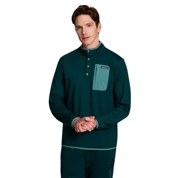 Reebok Men's and Big Men's Freedom Mock Neck Snap Pullover Sweatshirt, Sizes S-3XL