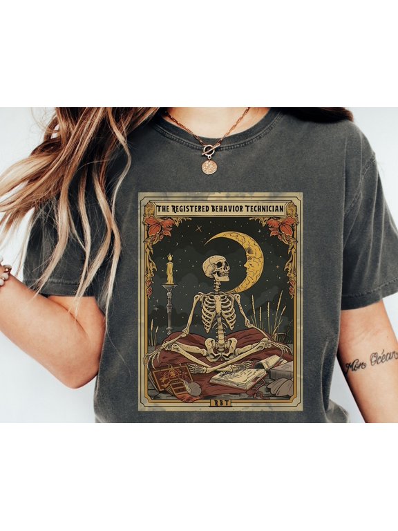 RBT Funny Skeleton Tee Registered Behavior Technician Skull Tarot Shirt Aba Therapist Gift