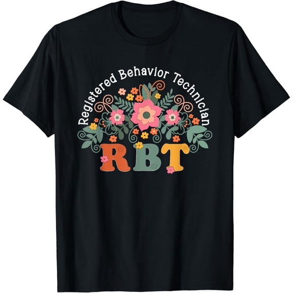 RBT Registered Behavior Technician Groovy Wildflowers T-Shirt