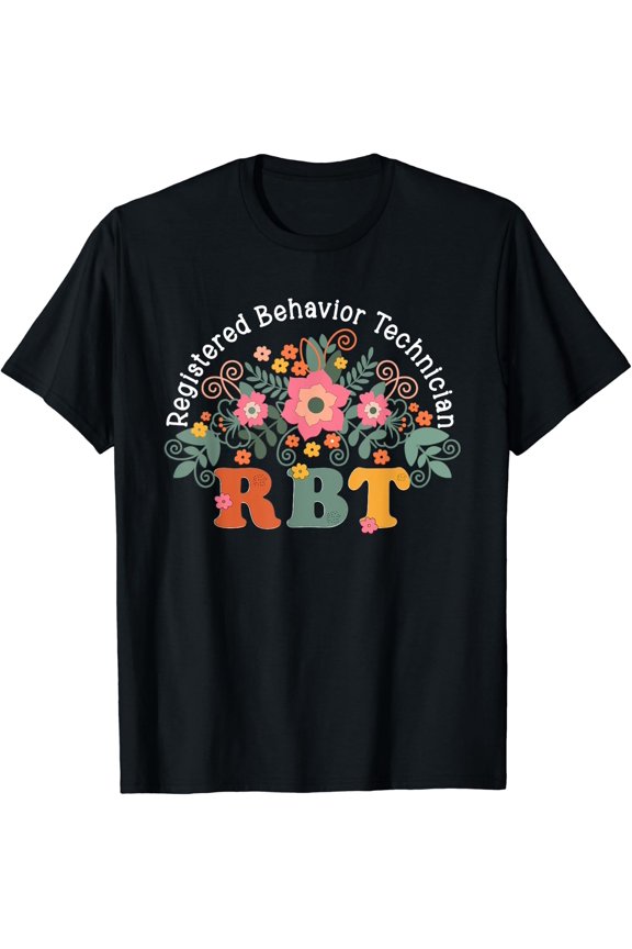 RBT Registered Behavior Technician Groovy Wildflowers T-Shirt