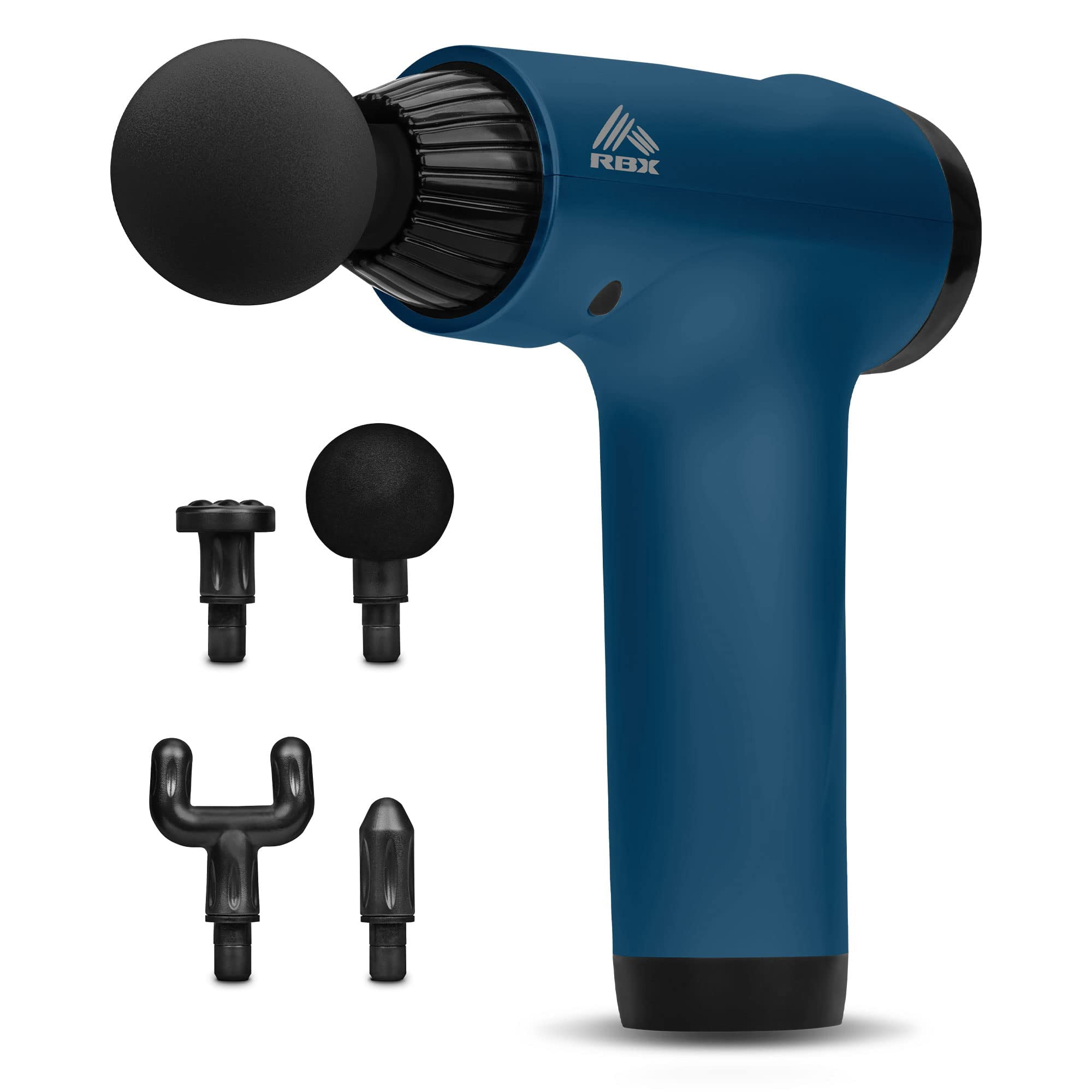 RBX AccuPoint Massage Gun, Deep Tissue Percussion & Muscle Massager for Athletes, Quiet Electric Sport Massager, Portable Massager for Pain Relief, Relaxation, and Muscle Fatigue (Blue)