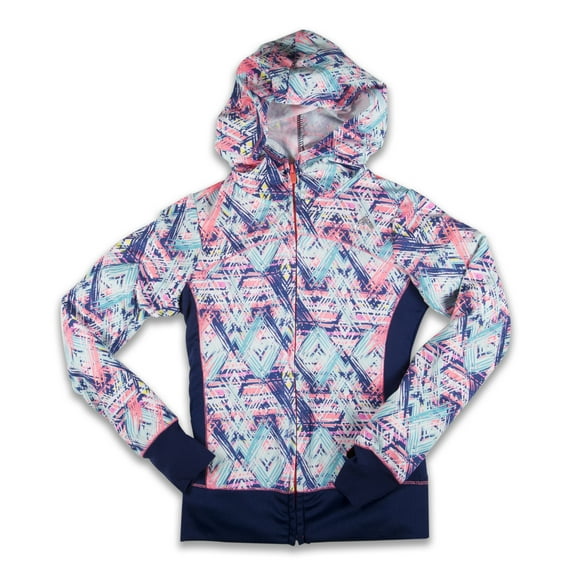 RBX Active Girl's Fashion Printed Lightweight Zip-Up Hoodie with Cowl Neck