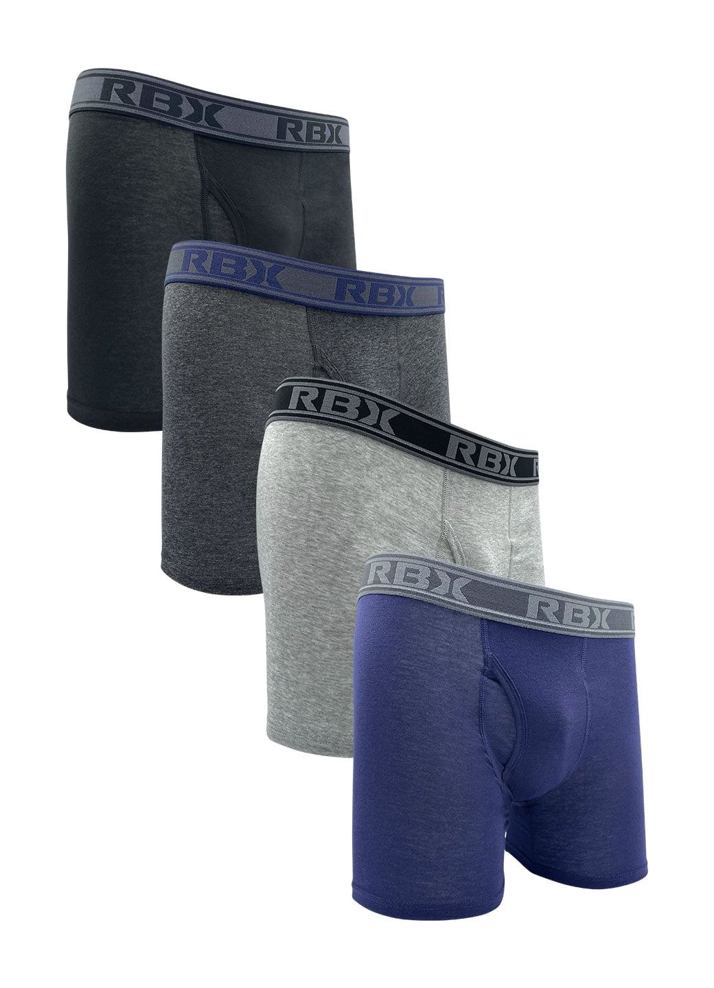 RBX Active Men's Breathable Cotton Blend Boxer Briefs 4Pack