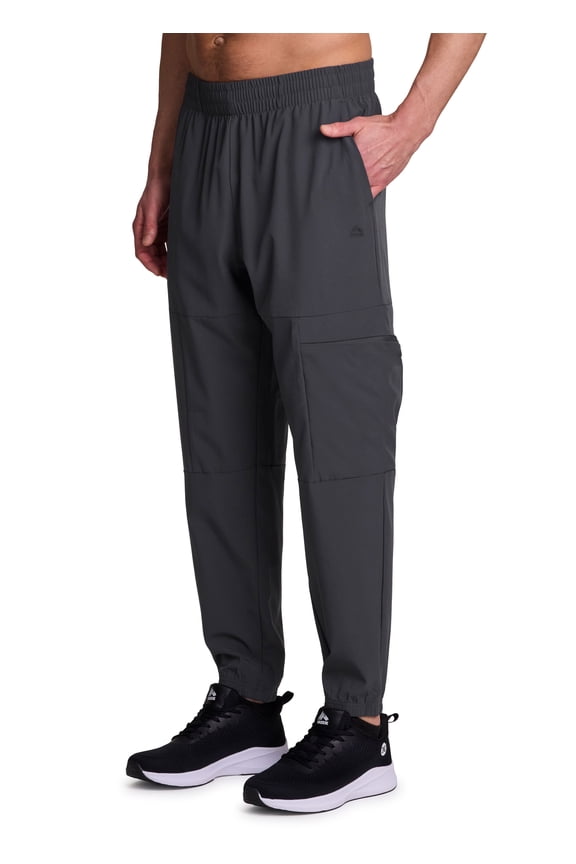 Active Men's Lightweight Jogger Pants with Zipper Cargo Pocket, Quick Drying Stretch Woven Performance Joggers