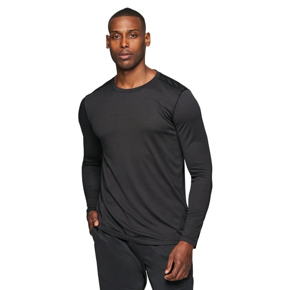 RBX Active Men's Long Sleeve Textured Crewneck Quick Dry Performance Top