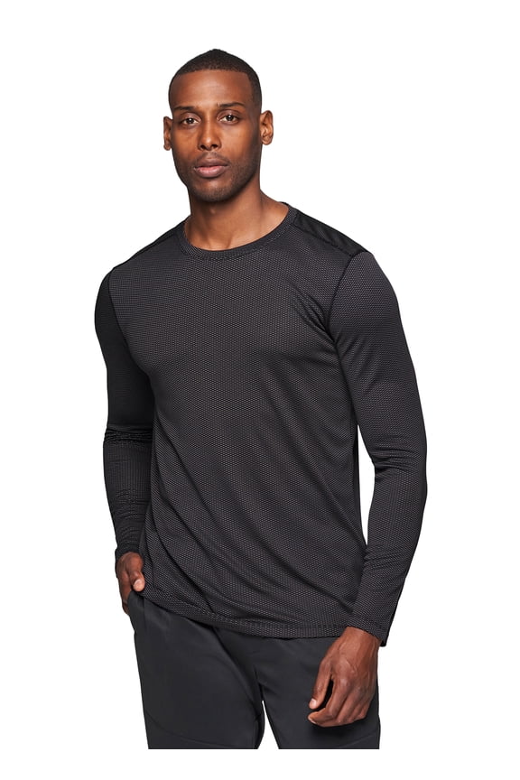 Active Men's Long Sleeve Textured Crewneck Quick Dry Performance Top