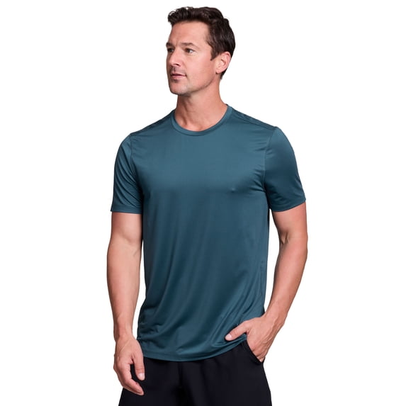 RBX Active Men's Tonal Jacquard Grid Quick Drying Workout T-Shirt