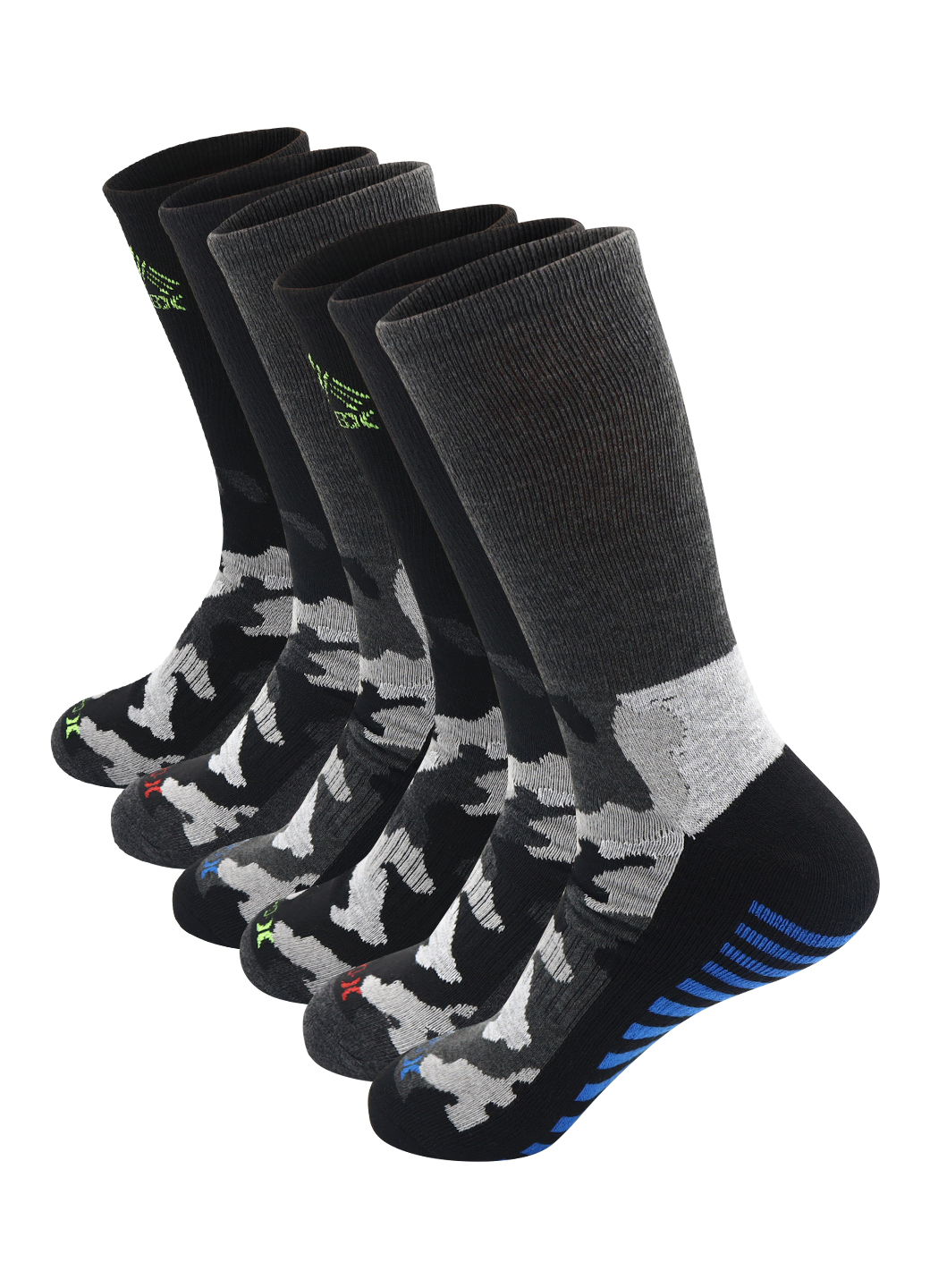 RBX Active Men's XDri Camo Print Crew Socks 6Pack