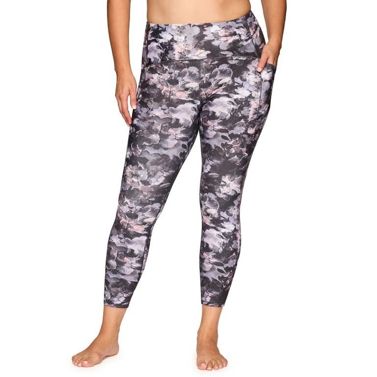 RBX Active Plus Size Feminine Watercolor Floral Full Length Legging with Pockets