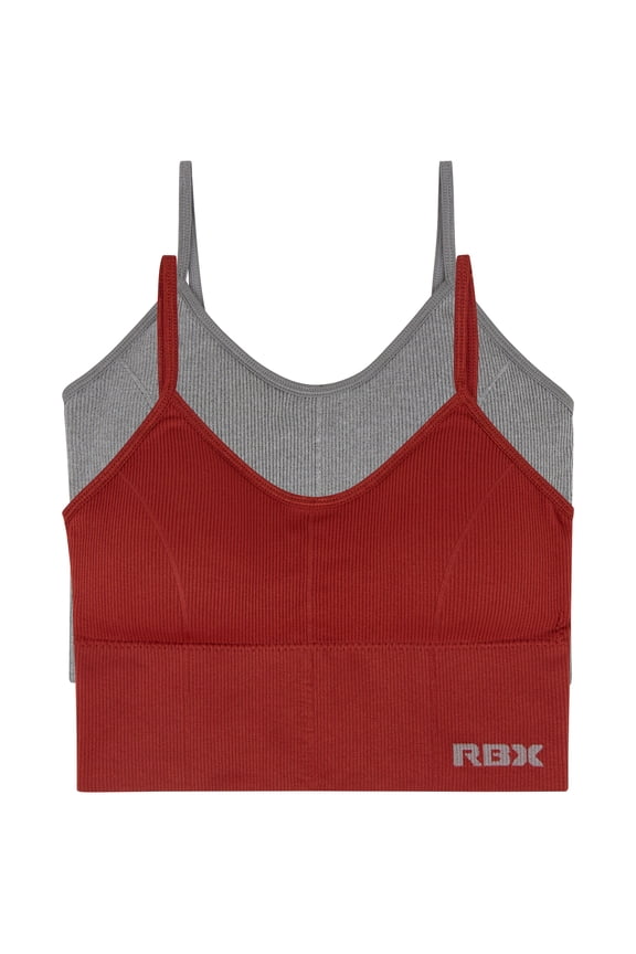 Active Women's 2 Pack Longline Corset Ribbed Lounge Bra Yoga Bralette with Adjustable Straps