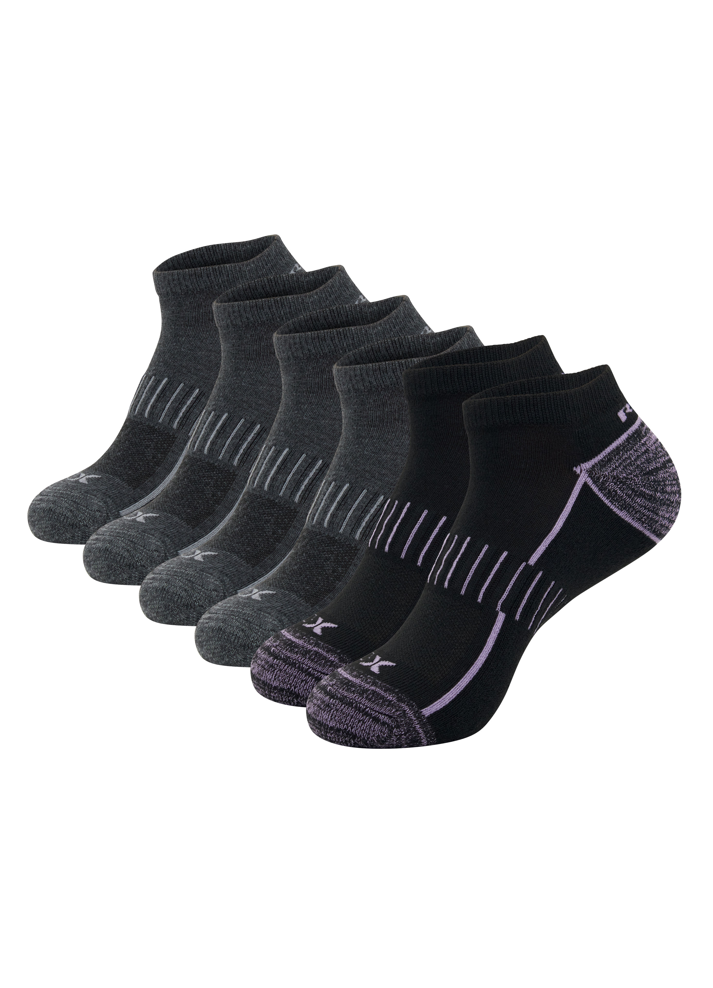 RBX Active Women's 6Pack Grey/Black Cushioned No Show Ankle Sports Socks