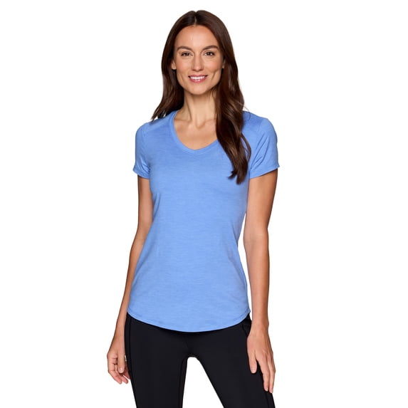 RBX Active Women's Athletic Striated V-Neck Super Soft T-Shirt