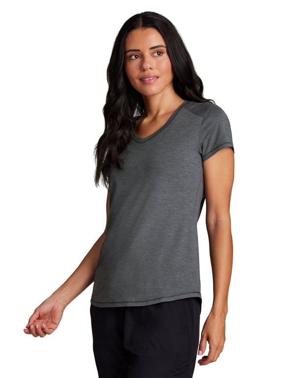 Active Women's Athletic Striated V-Neck Super Soft T-Shirt