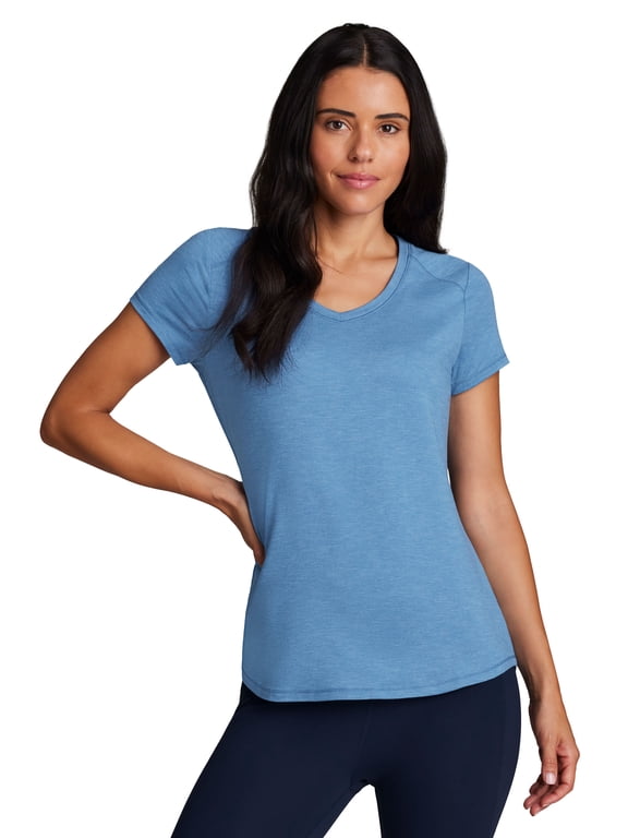 Active Women's Athletic Striated V-Neck Super Soft T-Shirt