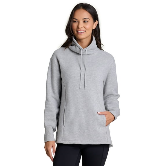 RBX Active Women's Blended Cotton Fleece Cowl Neck Tunic Sweatshirt