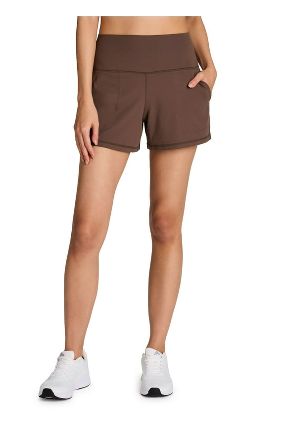 Active Women's Buttery Soft Clean Waisted Stretch Jersey Everyday Workout Lounge Short with Pockets
